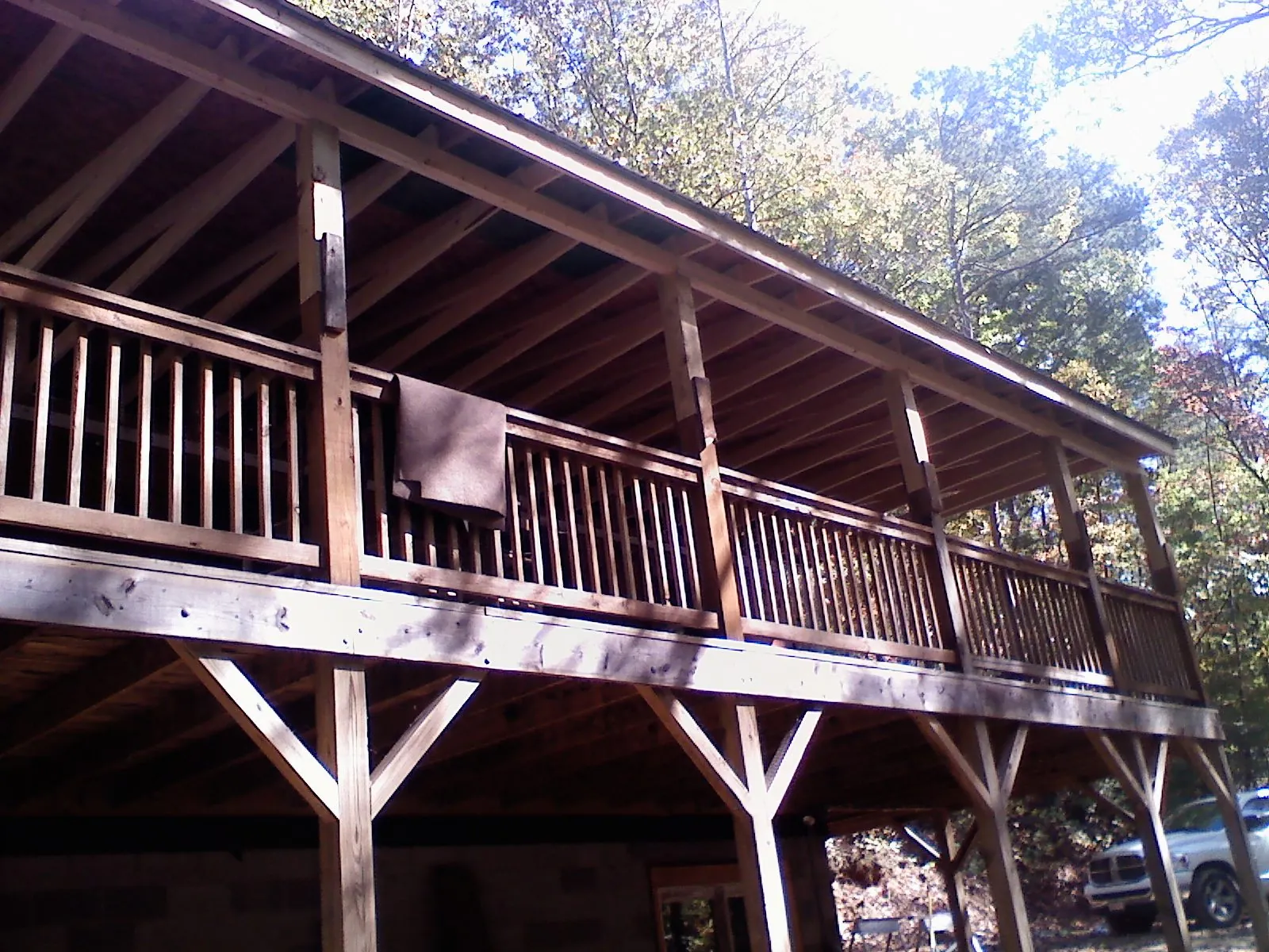 Timber framing under a new elevated porch and deck — Roof Leak Repair in Lake Zurich by Roofing Brothers