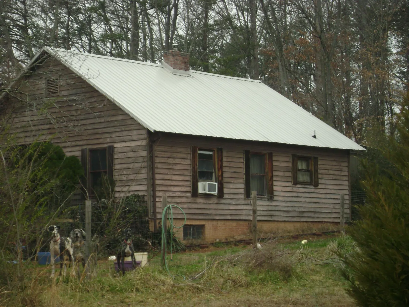 White metal roof on an old wood sided farmhouse, from a Metal Roof Installation job in Lake Zurich